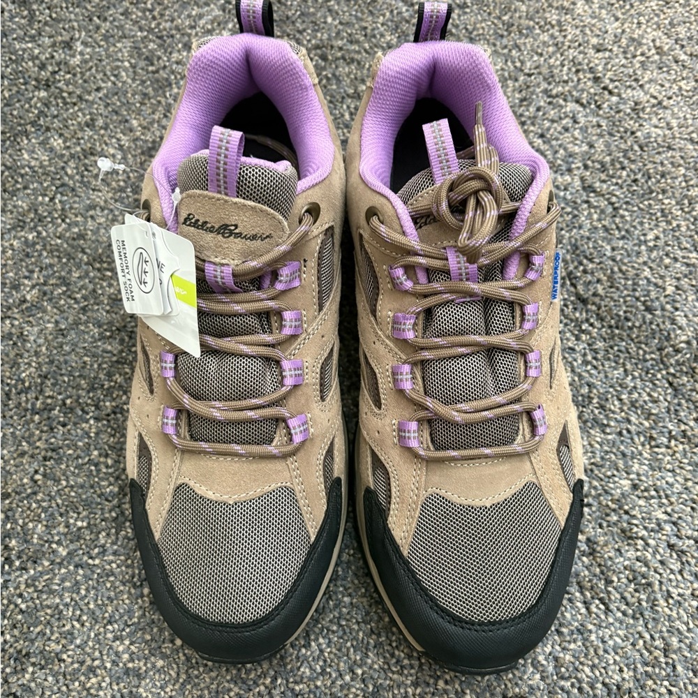 Eddie Bauer Women's Tan and Purple Athletic Hiking Sneakers